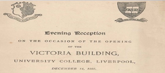 Victoria Building Evening Reception programme from the 14th December 1892 