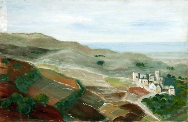 “Landscape With a Hillside Town near the sea” Caroline Emily Gray Hill Oil on Canvas. Views like this was what she lived for