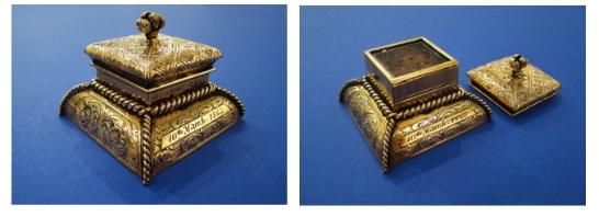 Cake housed in a gold-plated casket (By kind permission of Daniel Bexfield Antiques)