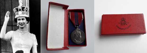 Queen Elizabeth II on her Coronation Day with the Coronation Medal