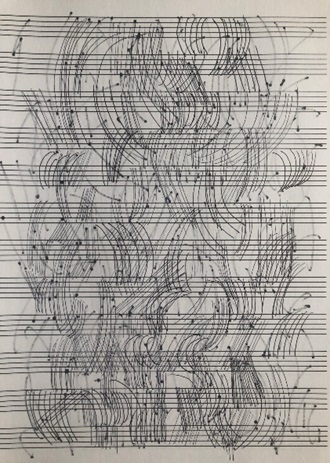 Sketchbook Drawing, pen on notation paper, 2021