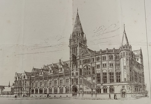 One of the original ideas for how the Victoria Building might have looked without its clock.