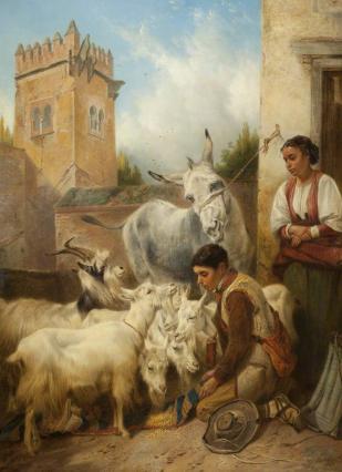 Richard Ansdell: Feeding Goats in the Alhambra, 1871 (oil on canvas). Collection of Harris Museum & Art Gallery, Preston