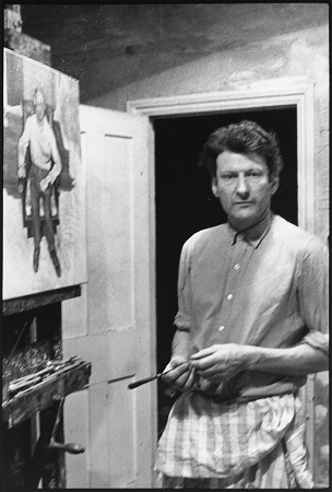 Harry Diamond: Lucian Freud, 12 February 1970 (gelatin silver print) NPGx210134 © National Portrait Gallery, London. VG&M portrait of Harry Diamond on the easel.