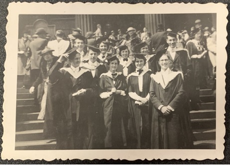 Photograph of graduates on the steps of St. George’s Hall, Liverpool, on Degree Day - 1 July 1939