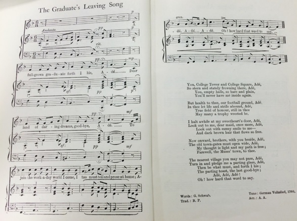 The Graduate’s leaving song from The University of Liverpool Student Songbook 1903.