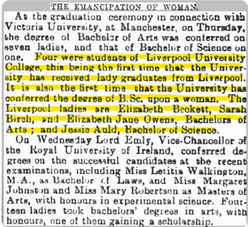 Extract from Liverpool Weekly Courier, 3 November 1888.