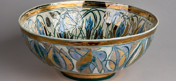 Sgraffito and lustre glaze bowl by Julia Carter Preston, 2001. VG&M collection. By kind permission of the Liverpool Hope Carter Preston Foundation.
