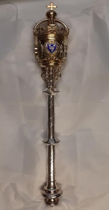 Decorative silver and gilt ceremonial University of Liverpool mace.