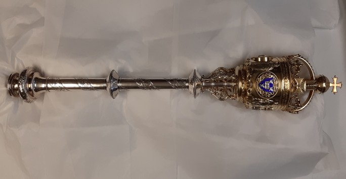 A highly decorative University of Liverpool ceremonial mace.