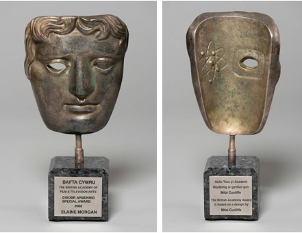 BAFTA awarded to Elaine Morgan (1920 - 2013) TV writer & anthropologist in 2002. (Image used with kind permission of Pontypridd Museum, Estate of the Artist & BAFTA)