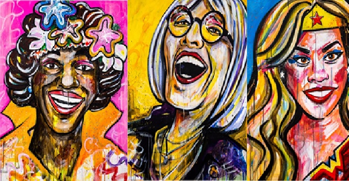 Sophie Green's Sheroe artwork including Marsha P Johnson, Kate Bornstein and Laverne Cox