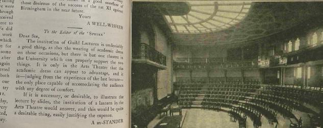 Extract from Sphinx Magazine and photograph of the Lecture Theatre circa 1892