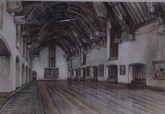 An empty Tate Hall circa 1970 with all library fittings removed.