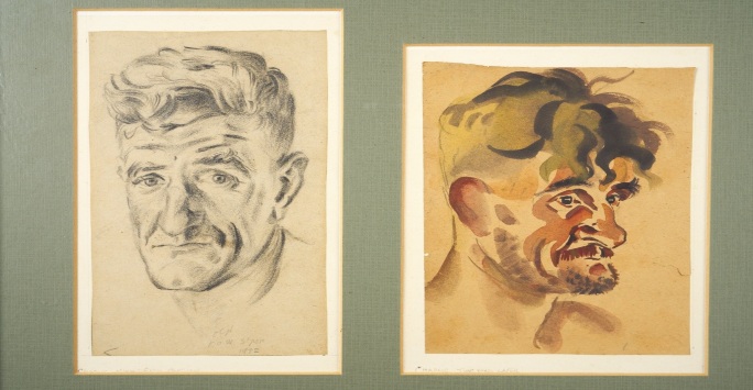 A double portrait of the same man, a Far East prisoner of created by the same artist 1 year apart. 