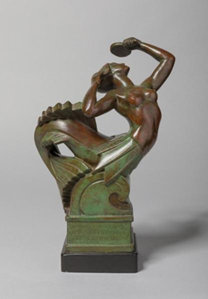  Bronze mermaid sculpture preening herself looking in a mirror about 25 cm's high by Herbert Tyson Smith (1883 - 1972)