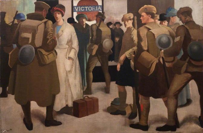 Bernard Meninsky: Victoria Station, District Railway, 1918 (oil on canvas). Collection of the Imperial War Museum