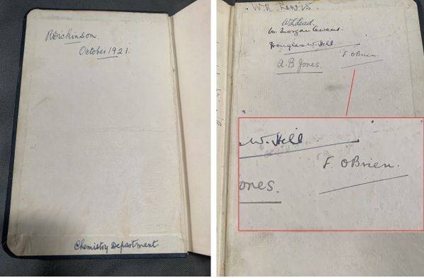 D181/48 – University of Liverpool Song book belonging to R. Dickinson and signed by F. O’Brien.