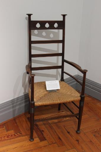 Arts & Crafts Chair, c.1900 (Birch with rush seat panel)