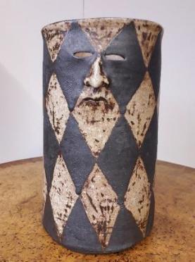 Francis Upritchard: Harlequin vase with face, c.2014
