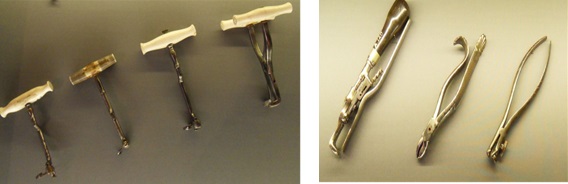 Extraction implements - Tooth Key (left) and Forcep (right) examples