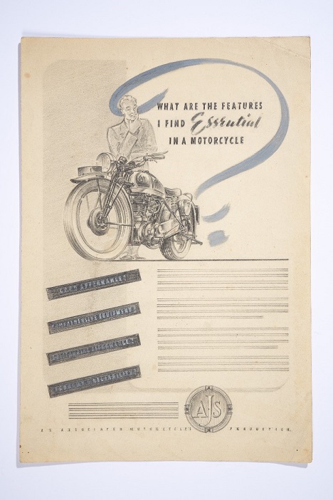 Motorbike drawn from memory, Kranji POW Hospital camp, Singapore, 1944