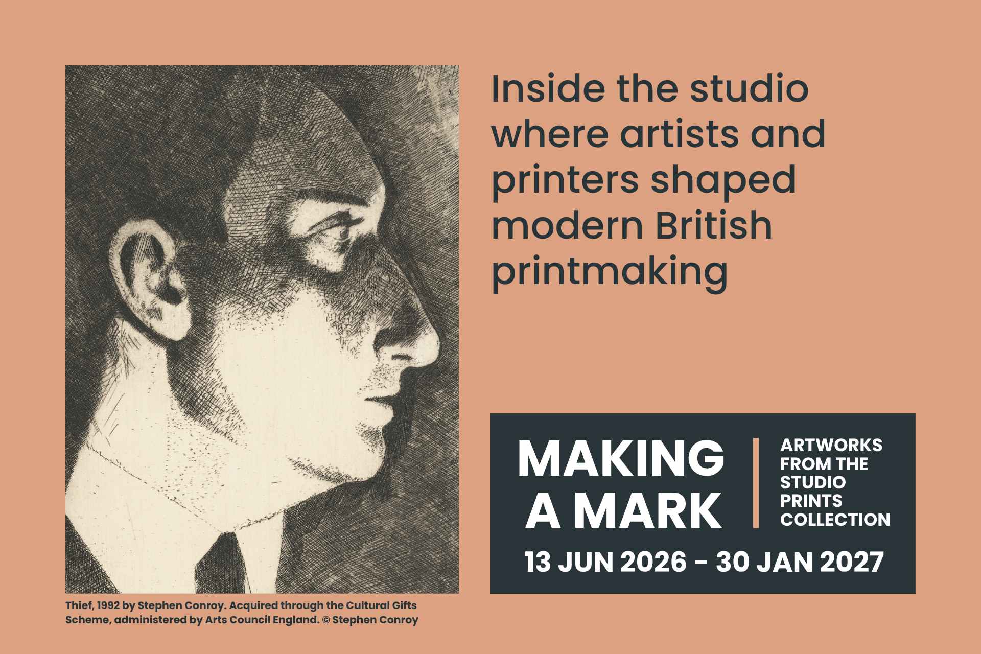 Making A Mark promo image featuring Thief, 1992 by Stephen Conroy. Acquired through the Cultural Gifts Scheme, administered by Arts Council England. © Stephen Conroy