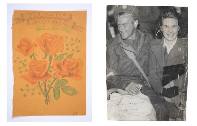 Anniversary Card with Roses, 1940 - 1945