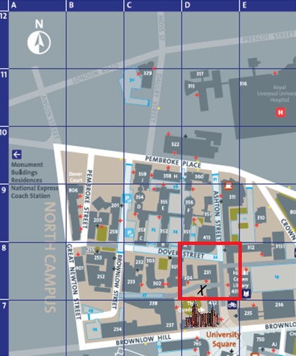 The second sculpture is in the quadrangle behind the VG&M, aproximate location within the red square, marked with the X
