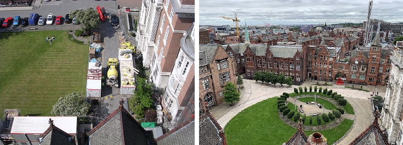 Quadrangle view from the Tower 2007 vs 2020